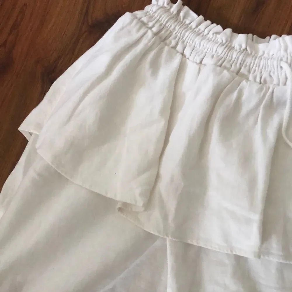 NWT Stoney Clover Target Linen rayon, tiered, mini skirt, white size L